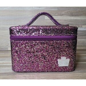 Caboodles Small Travel  Case Purple And Pink Glitter With Zipper
